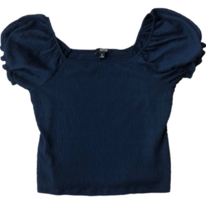 4/$20 A.N.A. Top Size M Blue with Puffy Short Sleeves